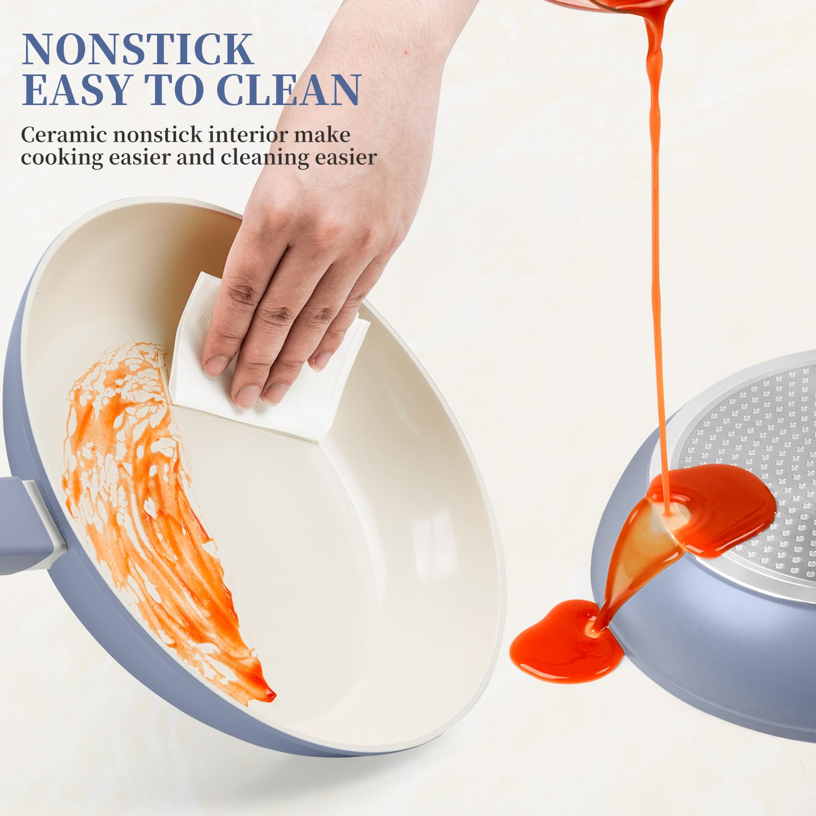 Amazon.co.jp: 鍋とフライパンセット ノンスティック、取り外し可能な